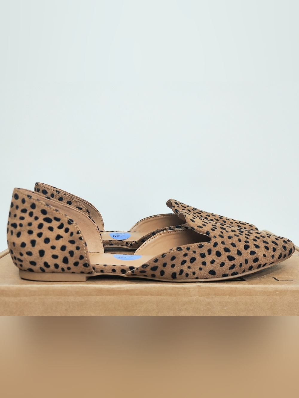 Kensie Neutral Tan/Black Leopard Print Cut Out Flat Loafers Women's Size 6.5 New - Picture 12 of 12